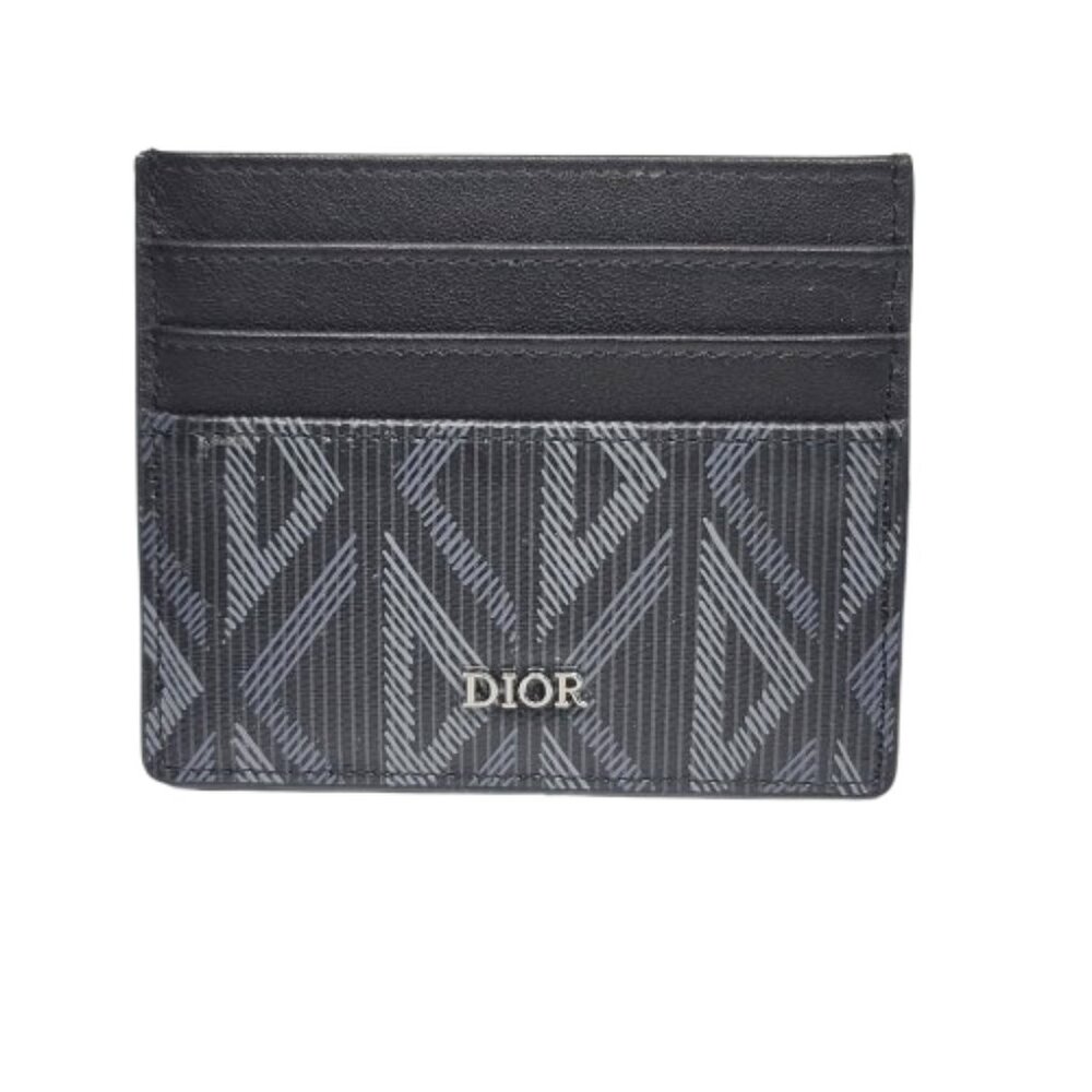 Dior Black CD Diamond Canvas Card Holder / Wallet - Picture 2 of 4